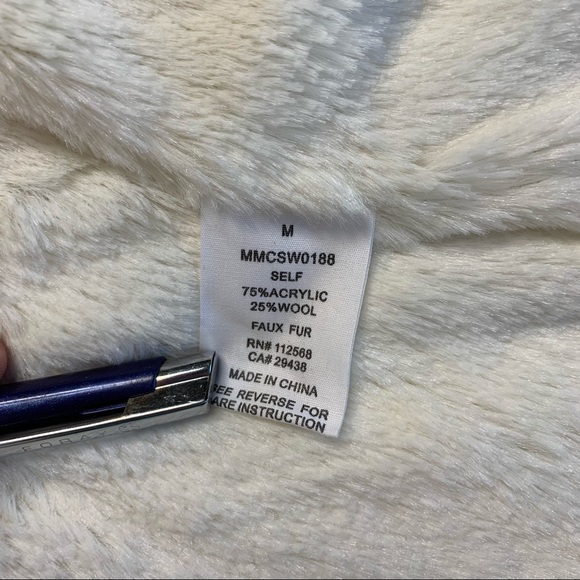 MM COUTURE Cream Cable Knit Faux Fur Lined Hooded sweater Cardigan Jacket - Picture 9 of 13